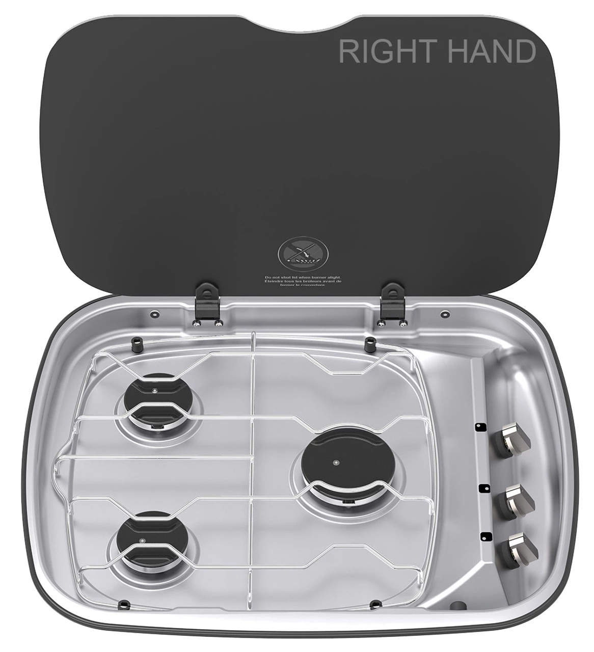 Spinflo Argent Caravan 3 Burner Hob with Glass Lid 5 Spinflo Argent Caravan 3 Burner Hob with Glass Lid - Image 3