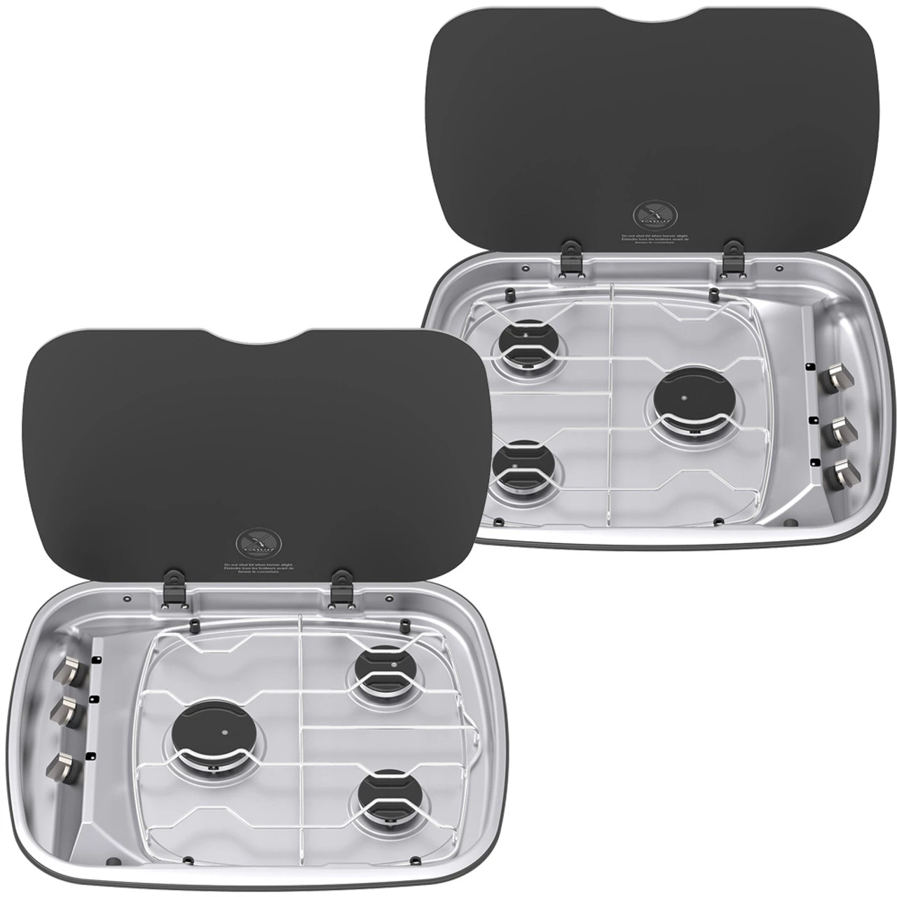 Spinflo Argent Caravan 3 Burner Hob with Glass Lid 3 Spinflo Argent Caravan 3 Burner Hob with Glass Lid