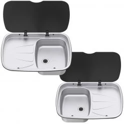 Spinflo Argent Caravan Sink & Drainer with Seal & Siphon